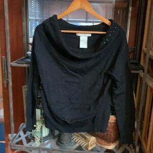 Dressy badeau neck sweater accented with black sequins